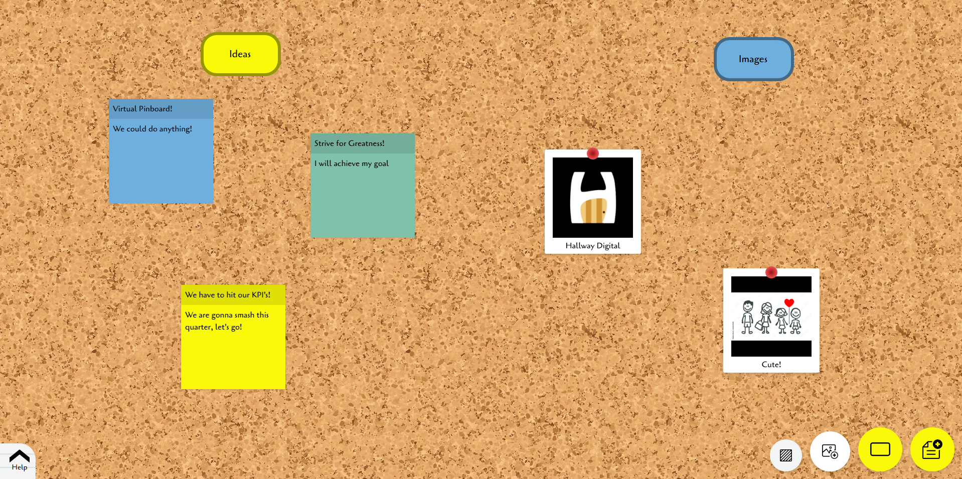 A background screenshot of Virtual Pinboard